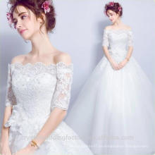 Robe De Mariage 2017 nueva moda de estilo blanco / marfil más tamaño maxi 1/2 vestido de boda de encaje de manga MW2204
